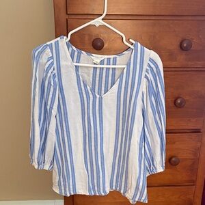Caslon Blue and White Striped Blouse